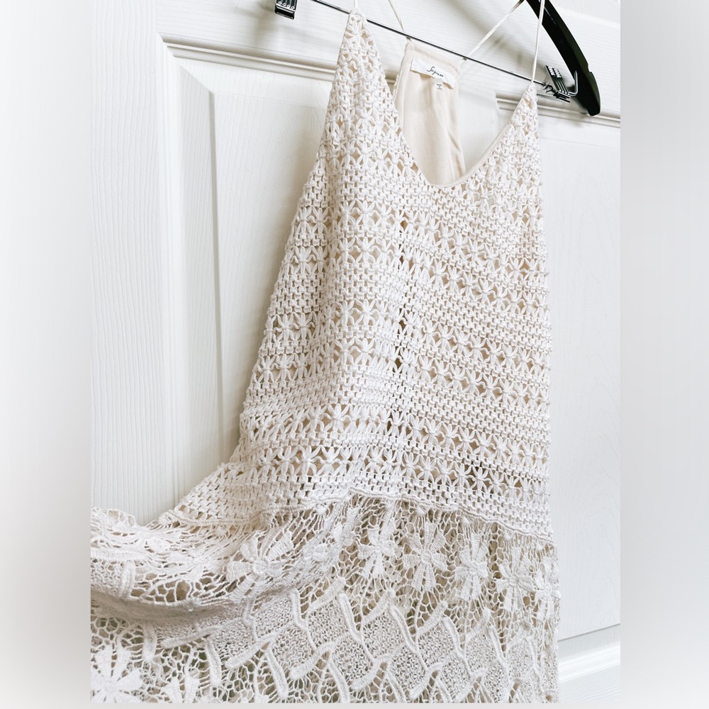 Dry Goods Soprano Racerback Crochet Hi-Lo Top SMALL